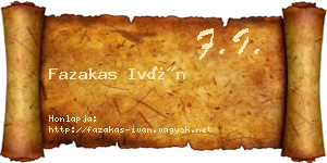 Fazakas Iván névjegykártya